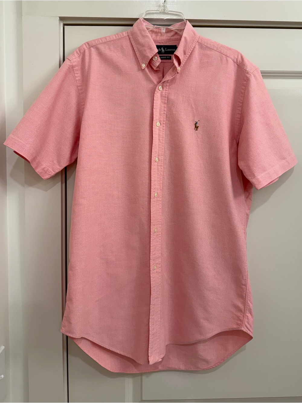 Ralph Lauren Solid Pink Oxford Button Down Short Sleeve